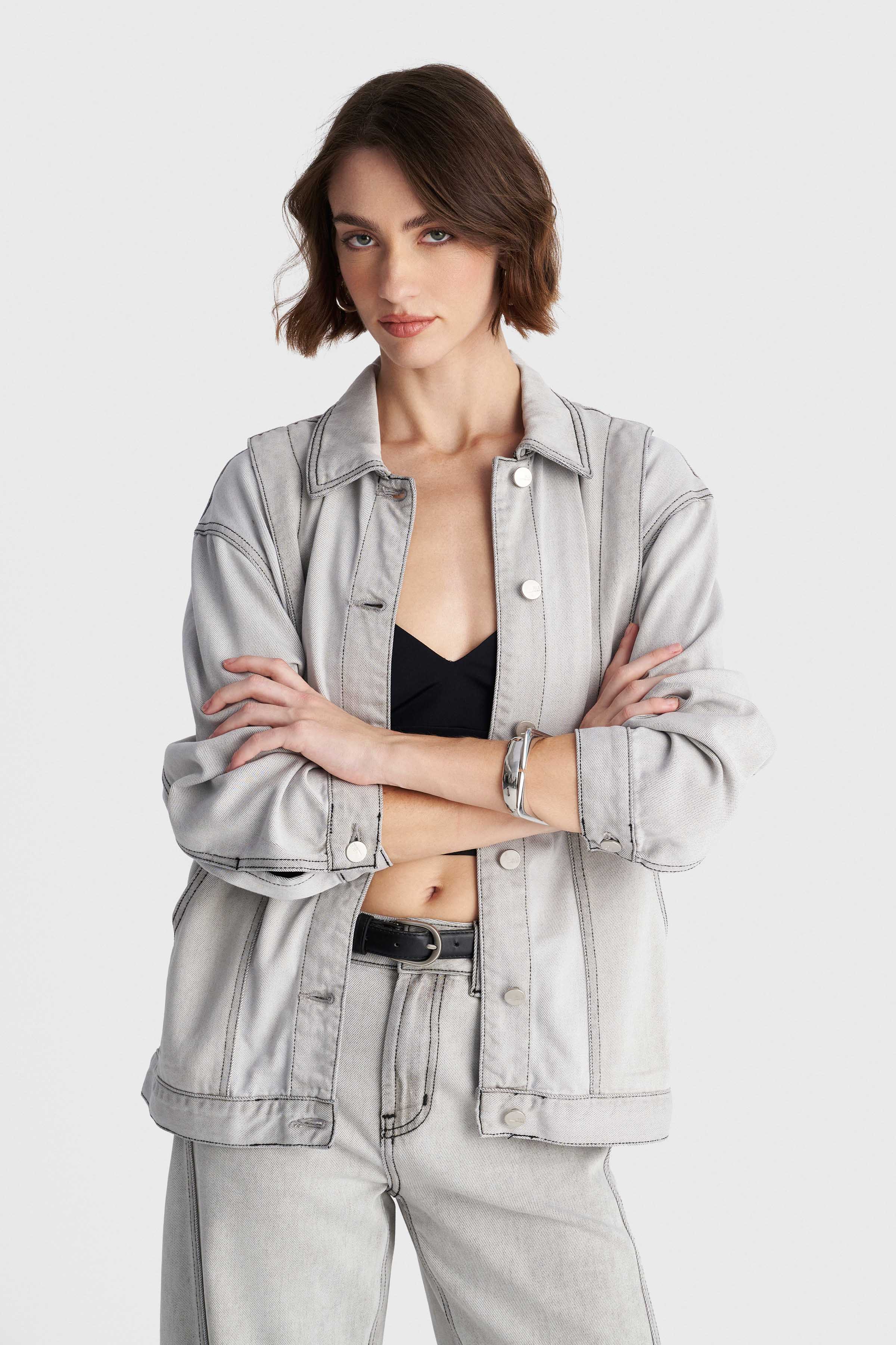 Vintage look denim jacket - Grey