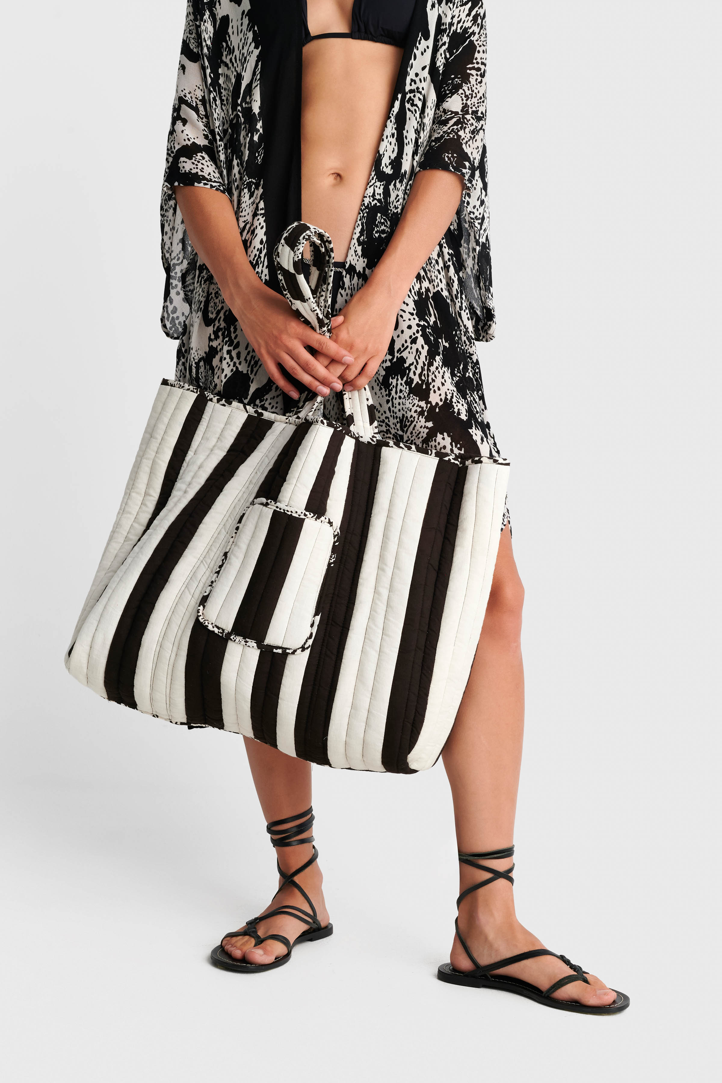 Oversized reversible fabric bag - Multicolor