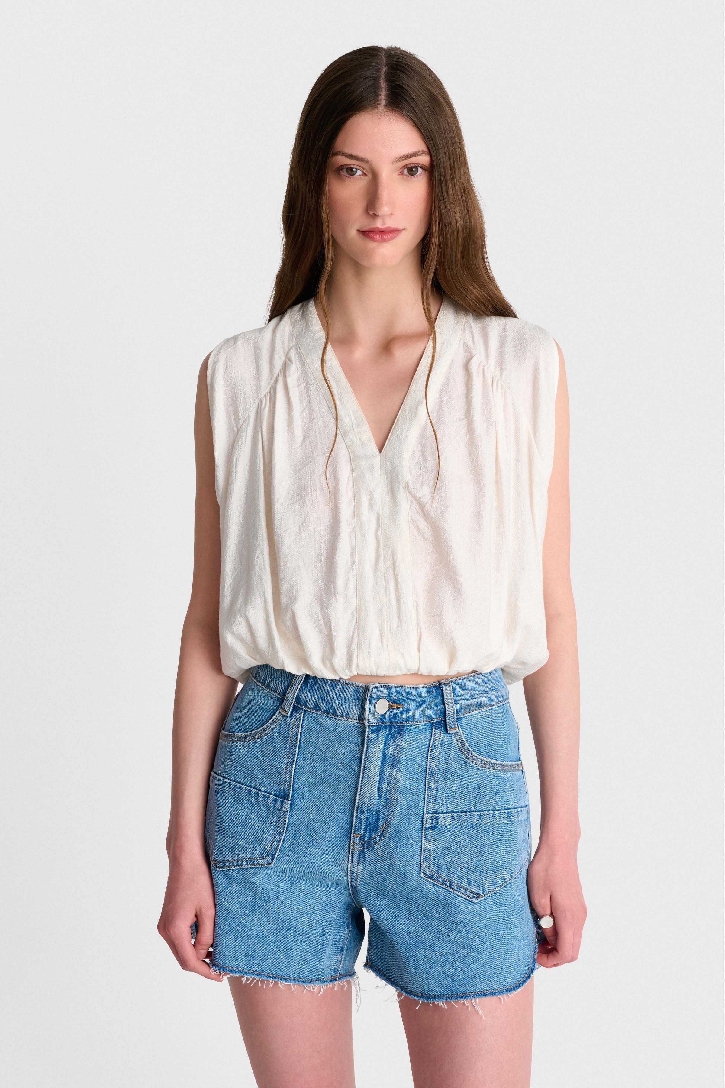 V neck top - White