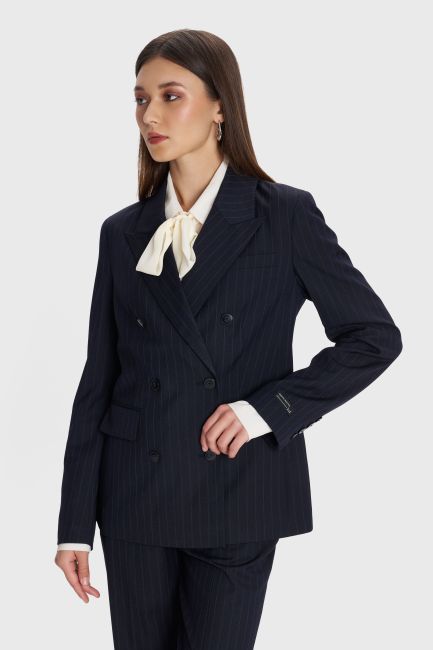 Double-breasted striped blazer - Blue