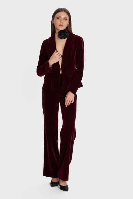 Waisted velvet blazer - Red