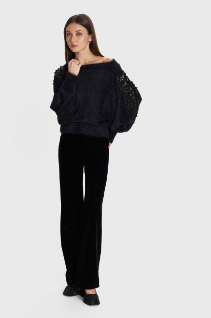Formal velvet pants - Black