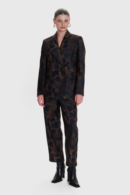 Printed double-breasted blazer - Black