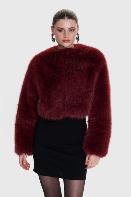 Faux-fur jacket - Red