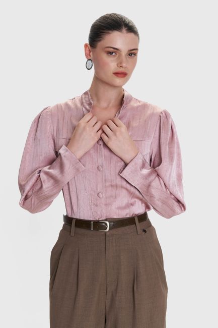 Mao collar shirt - Pink