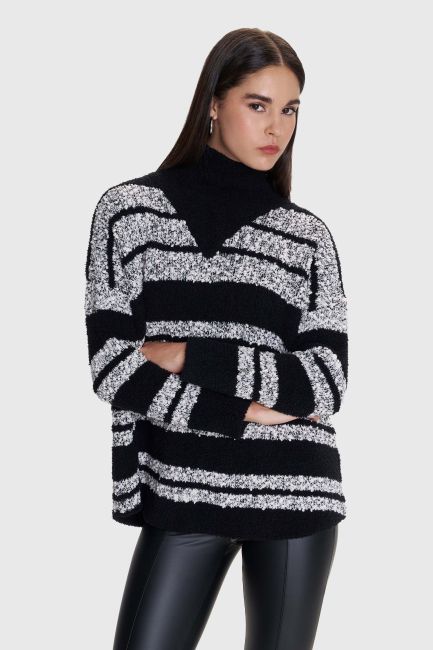 Two-tone knitted blouse - Black