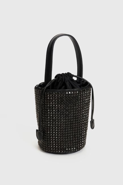 Hand bag with rhinestuds - Black