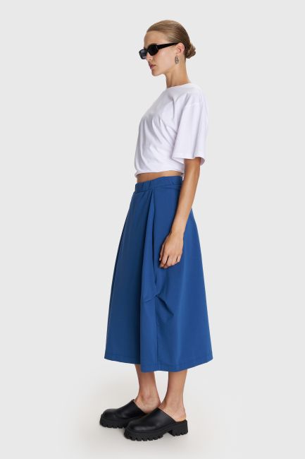 Midi casual skirt with pockets - Blue