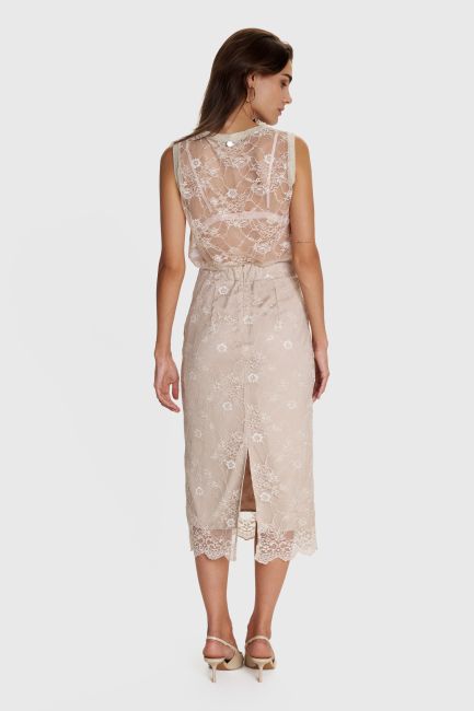 Midi lace skirt - Beige