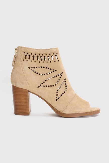 Heeled suede ankle boots - Beige