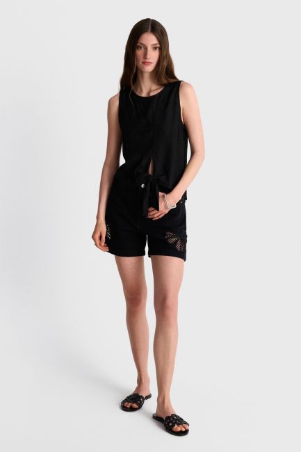 Knot-front monochrome top - Black
