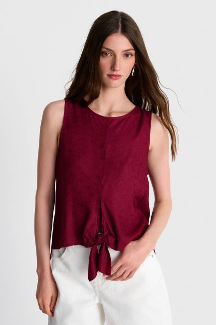 Knot-front monochrome top - Red