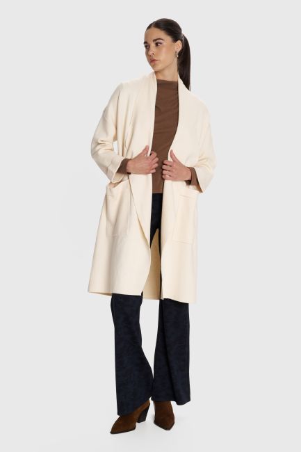 Long knitted cardigan - Beige