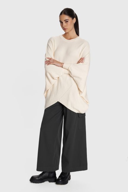 Batwing-sleeve knitted blouse - Beige