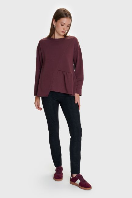 Long-sleeve asymmetric blouse - Red