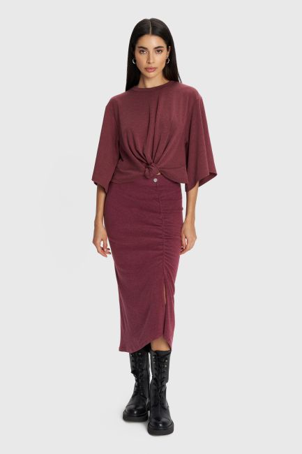 Midi skirt with ruching - Red