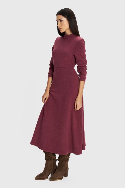 Long-sleeved midi dress - Red