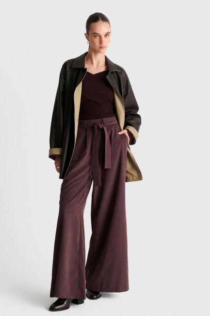 Wide leg trousers with belt - Red
