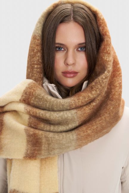 Fringe-detail printed scarf - Brown