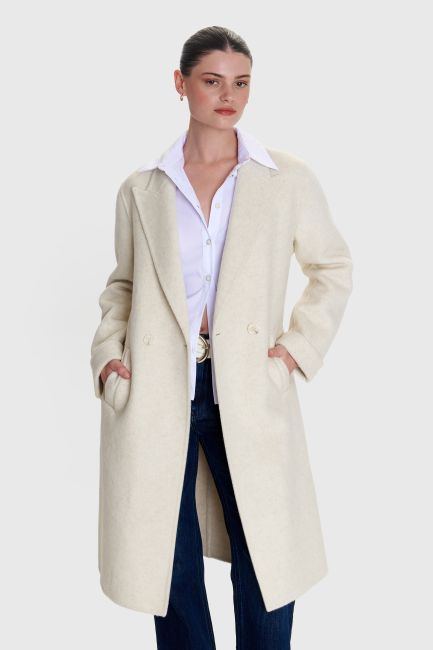 Double-breasted belted coat - Beige