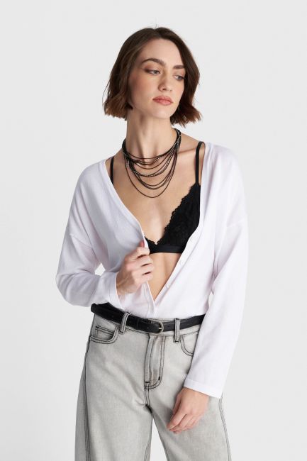 Cotton buttoned cardigan - White