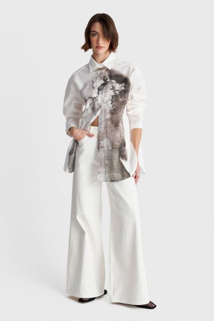 Abstract print shirt - White