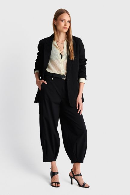 Barrel leg trousers with belt - Black