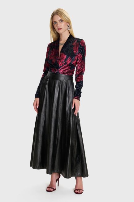 Faux leather maxi skirt - Black