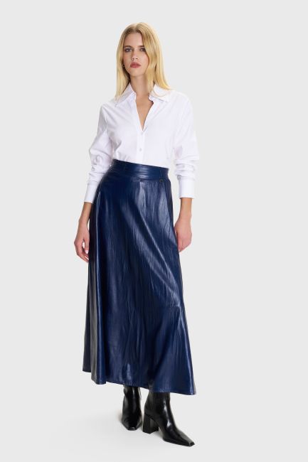 Faux leather maxi skirt - Blue