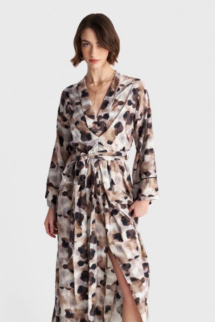 Abstract print midi dress - Beige