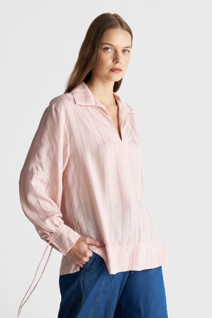 Long-sleeved striped tunic - Pink