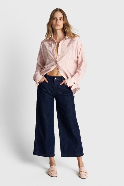 Striped shirt with embellished buttons - Pink