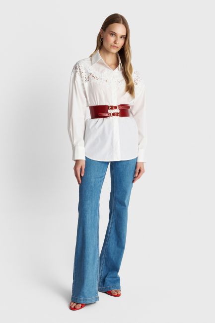 Lace-detail shirt - White