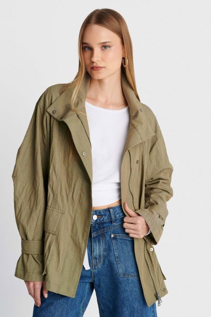 Elastic waist jacket  - Green