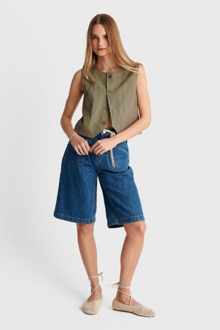 Vest featuring seam details - Green