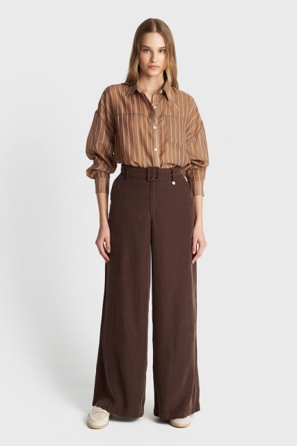 Belted formal trousers - Brown