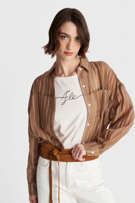 Sleeveless top with embroidered logo - Beige