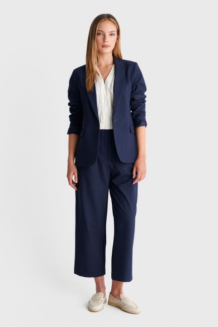 Fitted single-button blazer - Blue