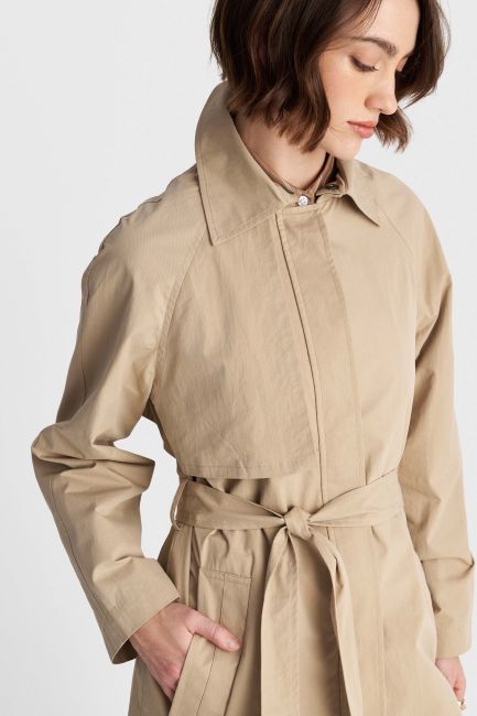 Midi trench coat with pointed collar - Beige