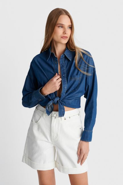 Shorts with rolled cuffs - White