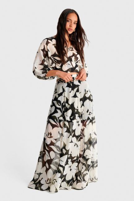 Sheer floral maxi skirt - Multicolor