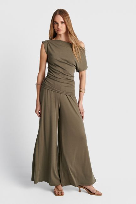 Draped shoulder blouse - Green