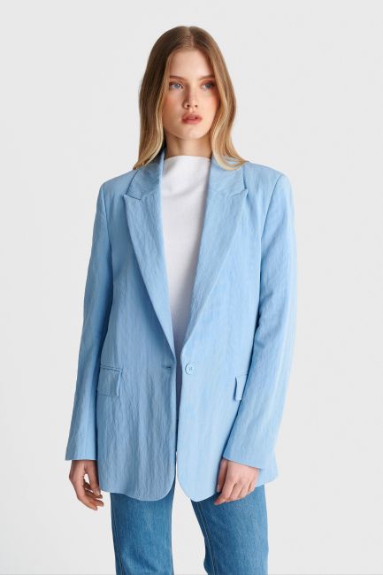 Straight-fit single-button blazer - Blue