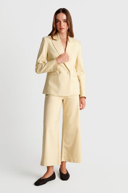 Double-breasted blazer with decorative pockets - Yellow
