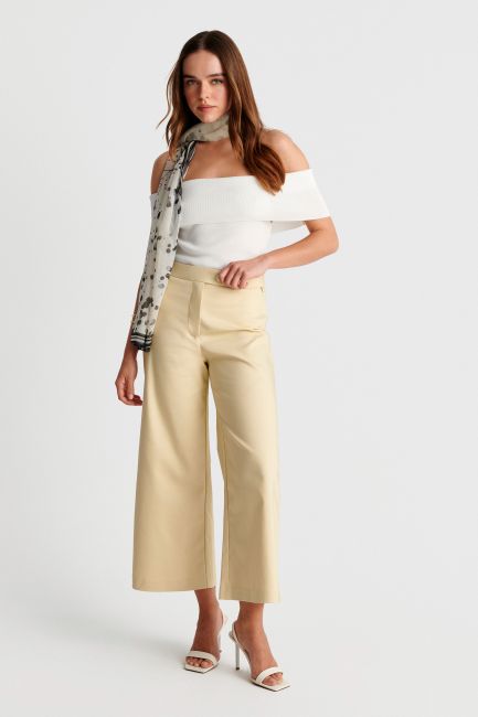 Cropped fabric trousers - Yellow