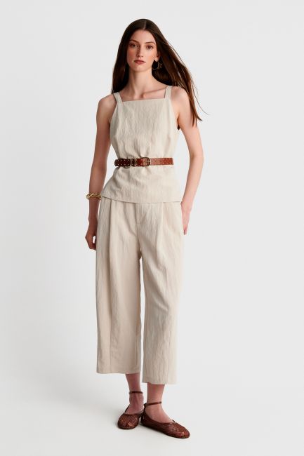 Wide-leg trousers with pleats - White