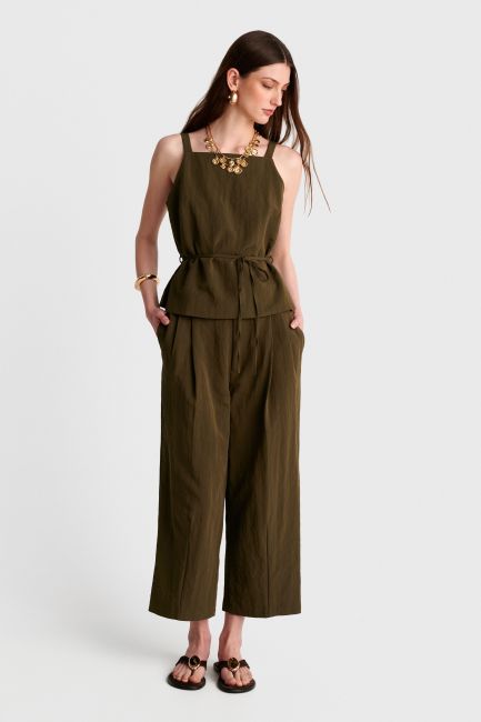 Sleeveless top with tie - Green
