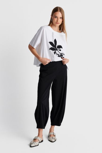Asymmetrical embroidered  top - White