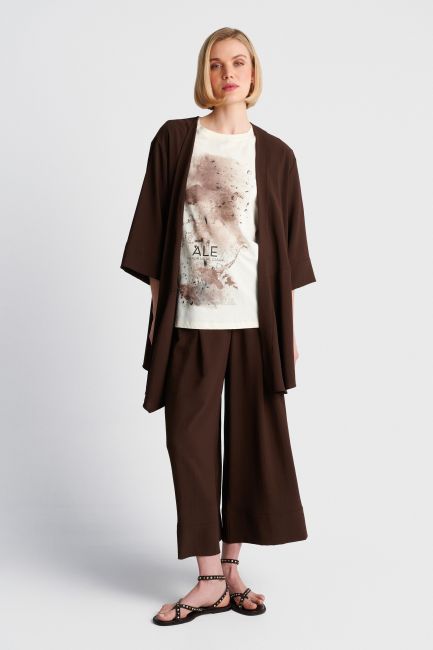 Short sleeve printed top - Beige