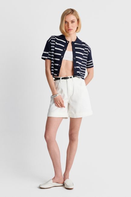 Striped crop cardigan - Blue